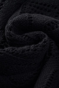 Black Hollow-out Openwork Knit Cardigan