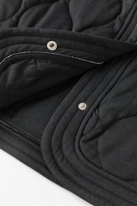 Black Solid Color Quilted Snap Button Jacket