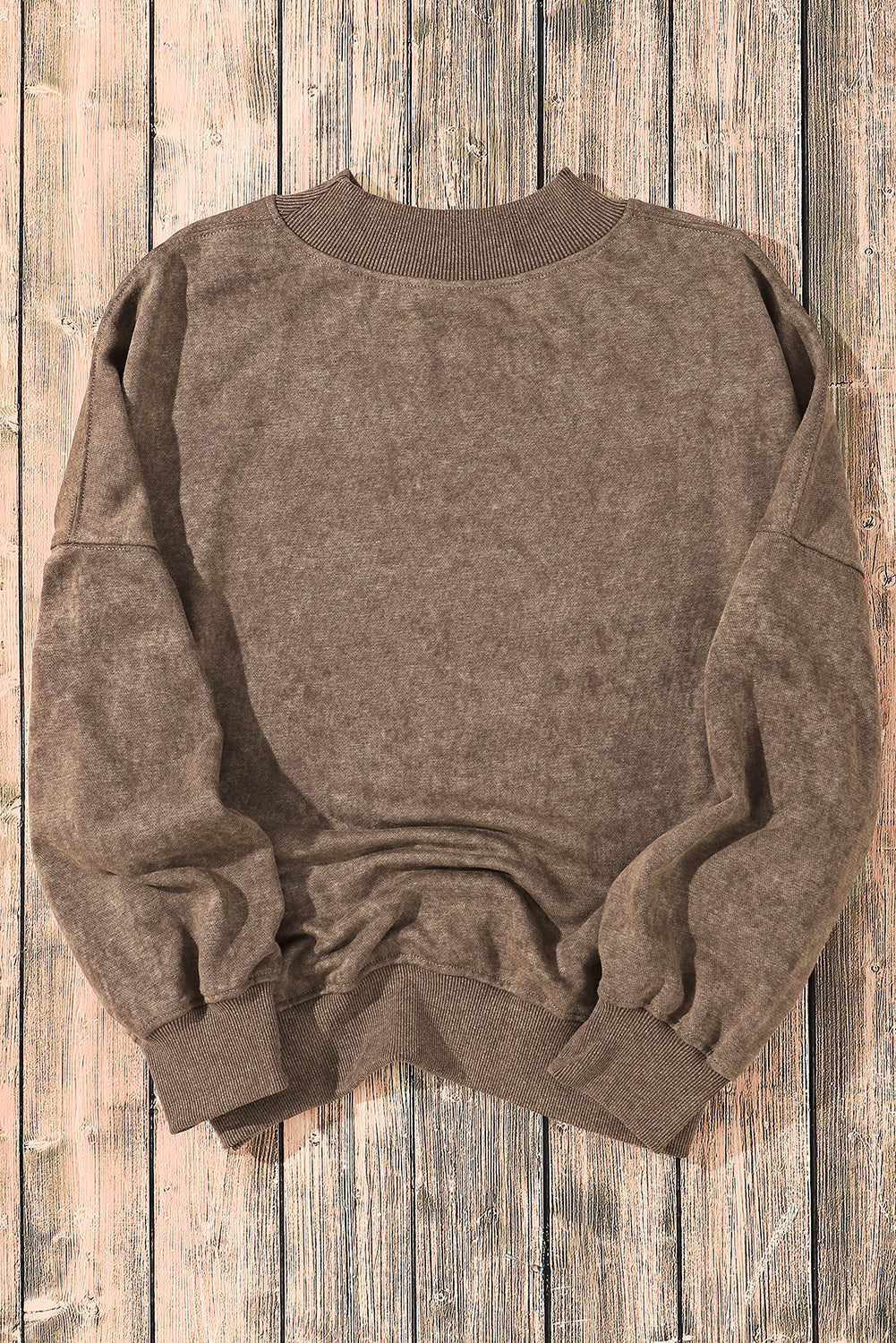 Brown Drop Shoulder Crew Neck Pullover Sweatshirt