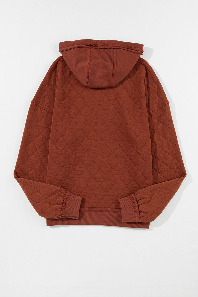 Chestnut Quilted Patchwork Exposed Seam Hoodie