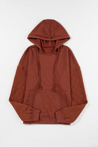 Chestnut Quilted Patchwork Exposed Seam Hoodie