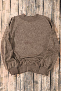 Brown Drop Shoulder Crew Neck Pullover Sweatshirt