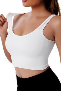 White Seamless U Neck Sleeveless Cropped Yoga Top