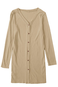 Solid Color Open-Front Buttons Cardigan